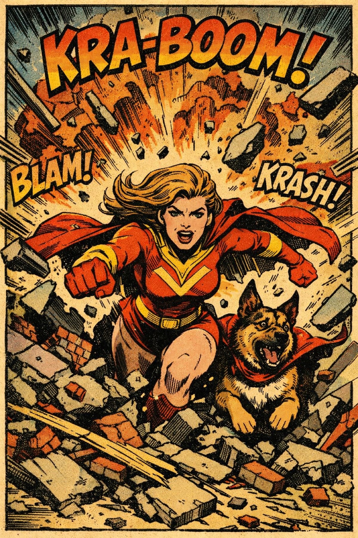 AI generated vintage comic art superhero action scene - GPT Image 2 text to image